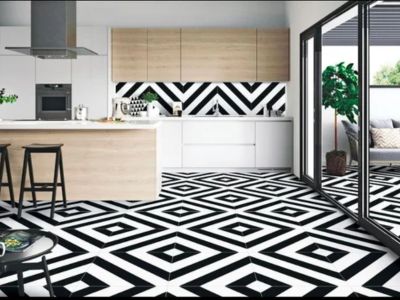 Diagonal Pattern Tiles for Kitchen Floors